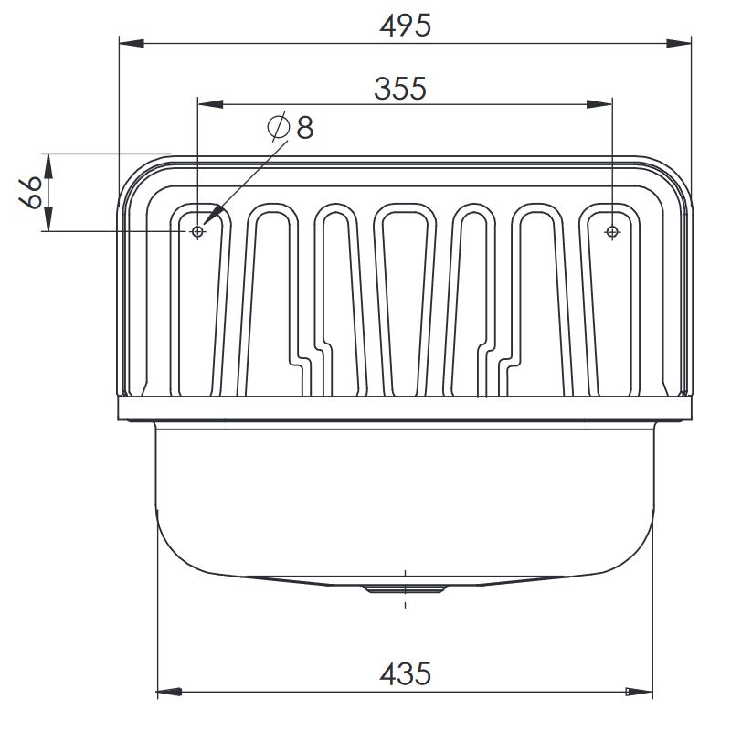 HS Ausgussbecken Stahl weiß emailliert 495x370mm, ohne Überlauf, mit Kette und Stopfen - Bild 2