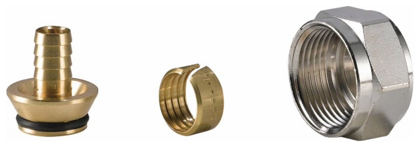 EMPUR Klemmverschraubung (Eurokonus) für Rohr 16x2,0 mm vernickelt 621600, für Edelstahl-Verteiler - Bild 1