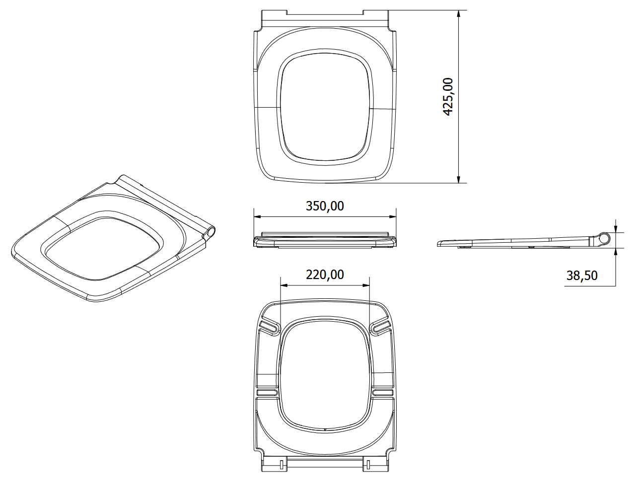 VIGOUR WC-Sitz derby plus ohne Deckel semi weiss, mit Scharnierwelle, abnehmbar - Bild 3
