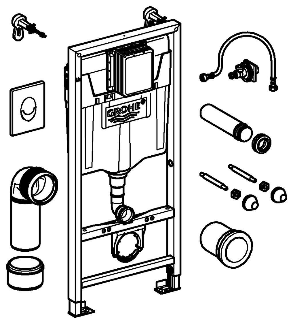 GROHE Rapid SL 3in1-Set Spülkasten GD 2, Abdeckplatte Skate Air weiss und Wandwinkel 38722001 - Bild 4