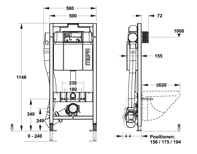 MEPA nextVIT Air WC-Element Spülkasten A31, Bauhöhe 120 cm, Lüfter - Auslösung automatisch 514821 - Bild 2
