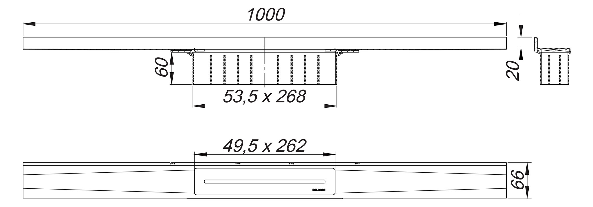 DALLMER Duschrinne CeraWall Pure 1000 mm Ablaufschiene aus Edelstahl 538482 - Bild 2