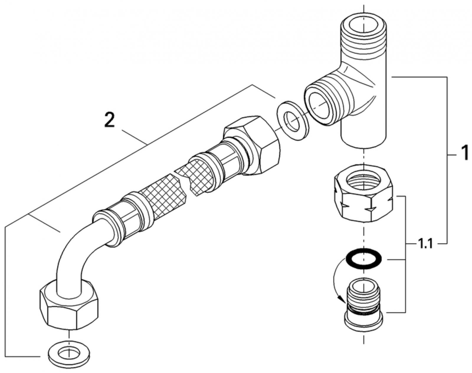 Grohe Anschluss-Set für Grohtherm Micro verchromt 47533000 - Bild 3