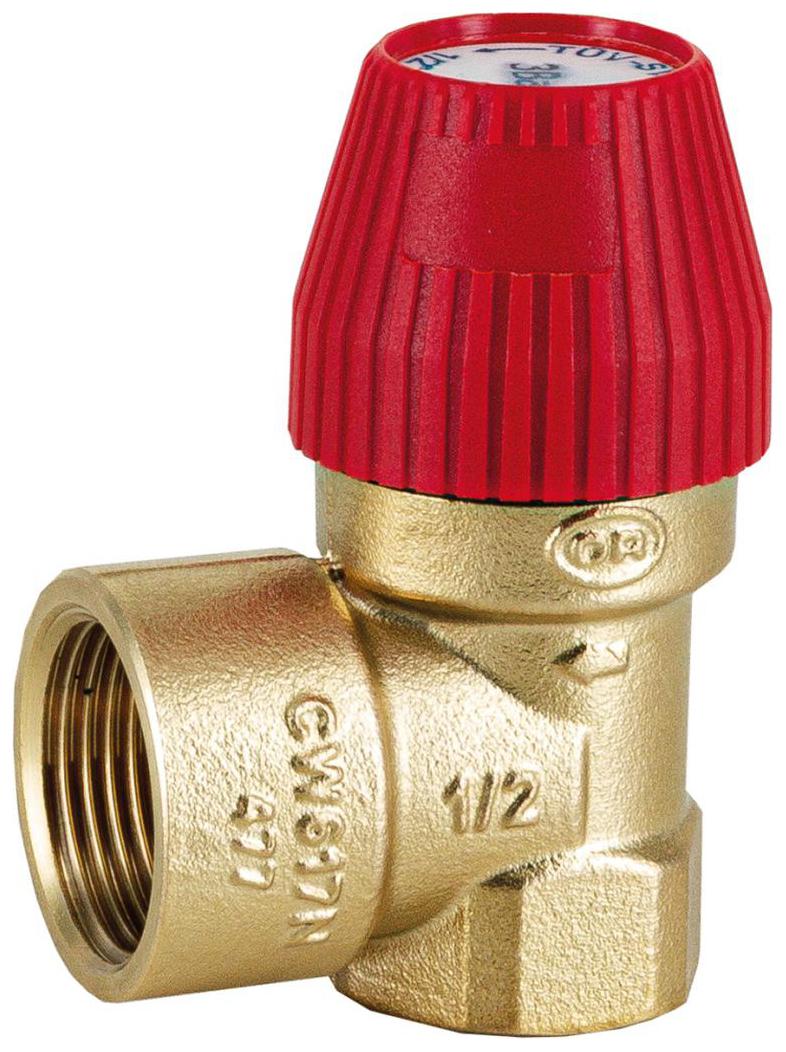 Membran-Sicherheitsventil 3 bar Messing 1/2'' x 3/4'' Eckform, mit vergrößertem Austritt - Bild 1