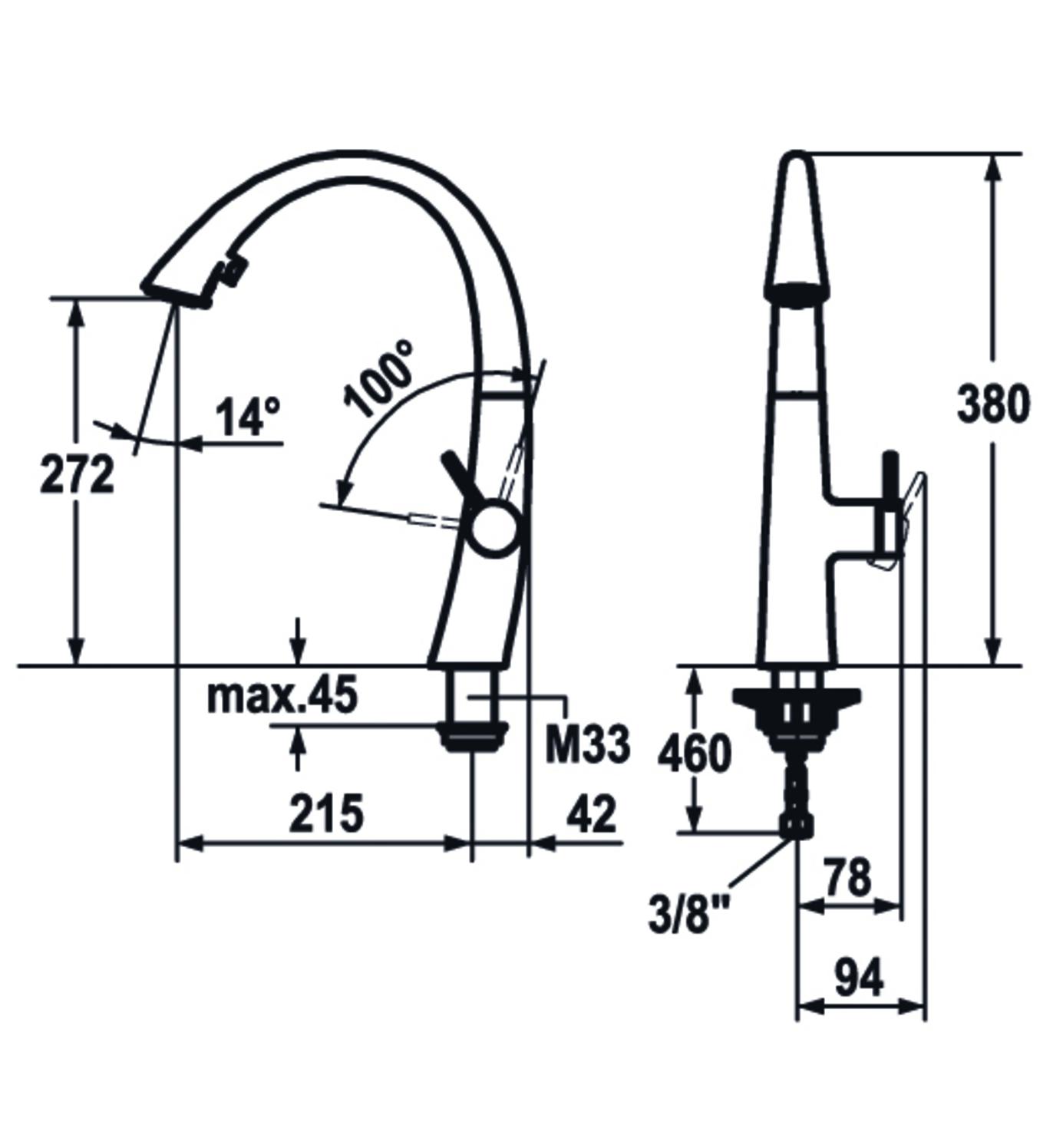 KWC ZOE Spültischbatterie Hebel seitlich, ausziehbarer Auslauf, decorsteel 10.201.102.127FL - Bild 2