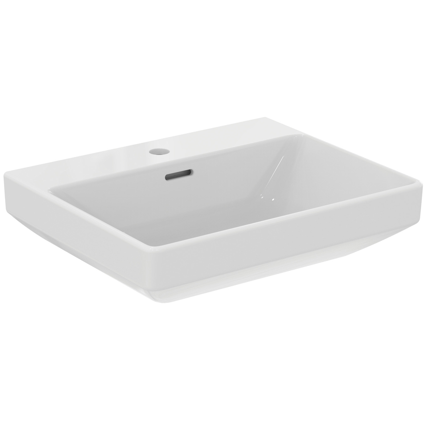 VIGOUR Waschtisch derby V3 edge 55x45cm PflegetectPlus weiss mit Hahnloch und Überlauf