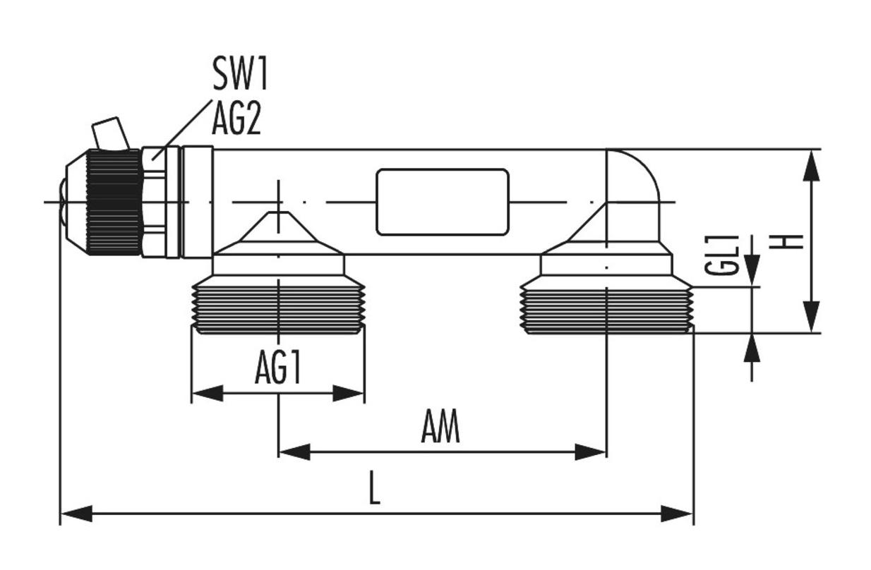 Hummel Montagebrücke 3/4'' UEM mit Entlüftungsventil, Messing vernickelt 2257000101 - Bild 2