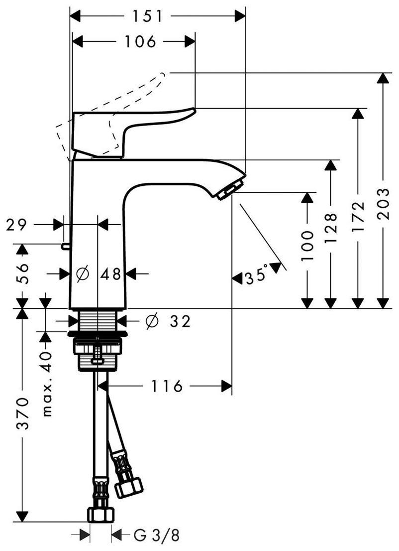 Hansgrohe Metris Einhebel-Waschtischmischer 110 chrom, mit Zugstangen-Ablaufgarnitur 31080000 - Bild 2