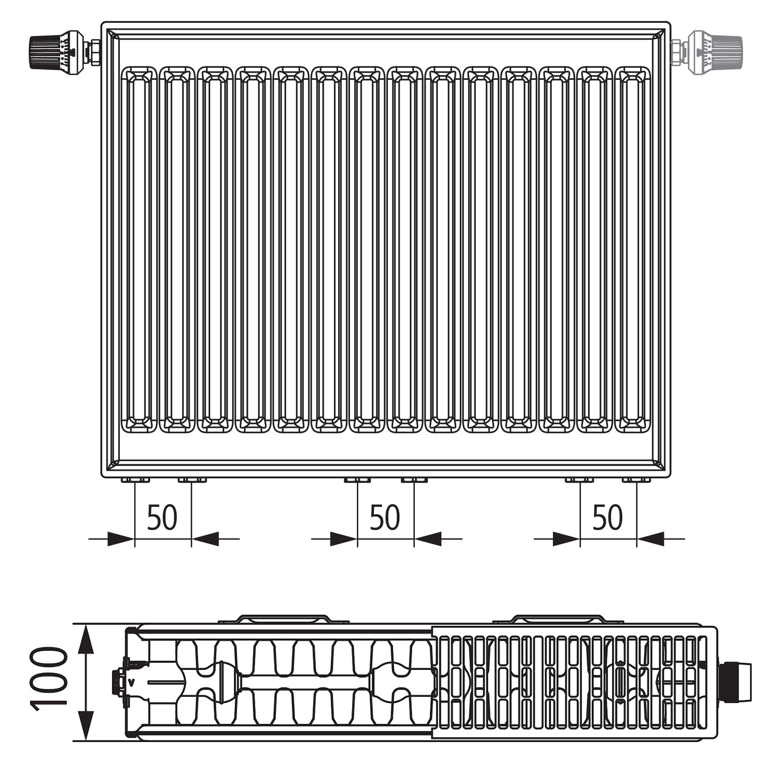 Kermi therm-x2 Profil-Vmulti Typ 22 600x600mm Ventilheizkörper Weiß inkl. Bohrkonsolenset QN999
