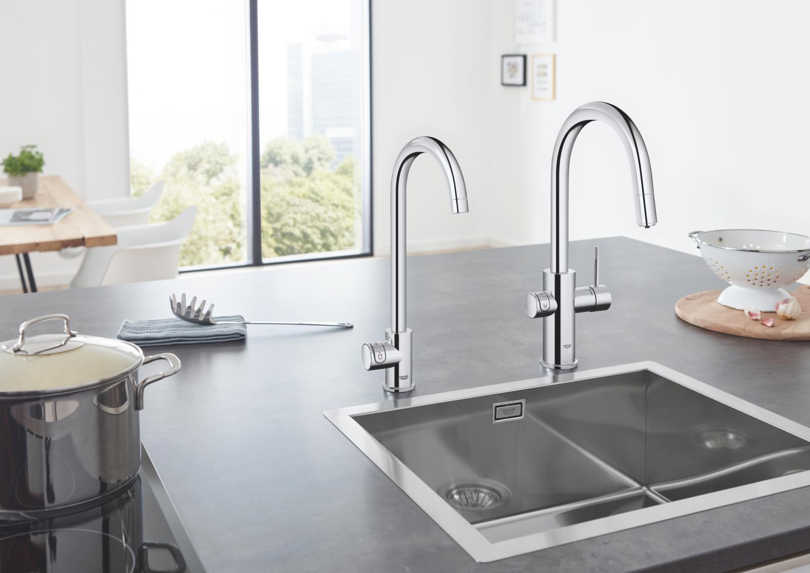 GROHE Red Mono Standventil Küchenarmatur und Boiler L-Size C-Auslauf chrom 30080001 - Bild 2
