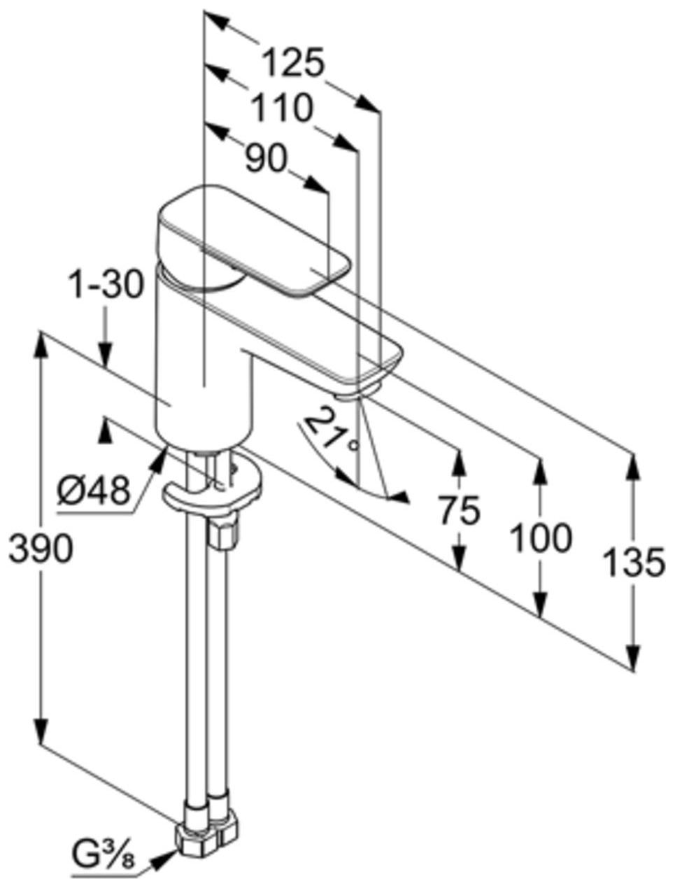 Kludi PURE&STYLE Waschtisch-Einhandmischer 75 ohne Ablaufgarnitur chrom 400280575 - Bild 2