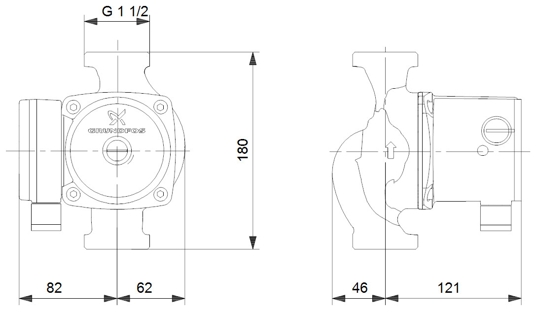 GRUNDFOS Zirkulationspumpe UPS 32-80 N 180mm, Edelstahl, 1x230V, G 1 1/2, 99255554 - Bild 2
