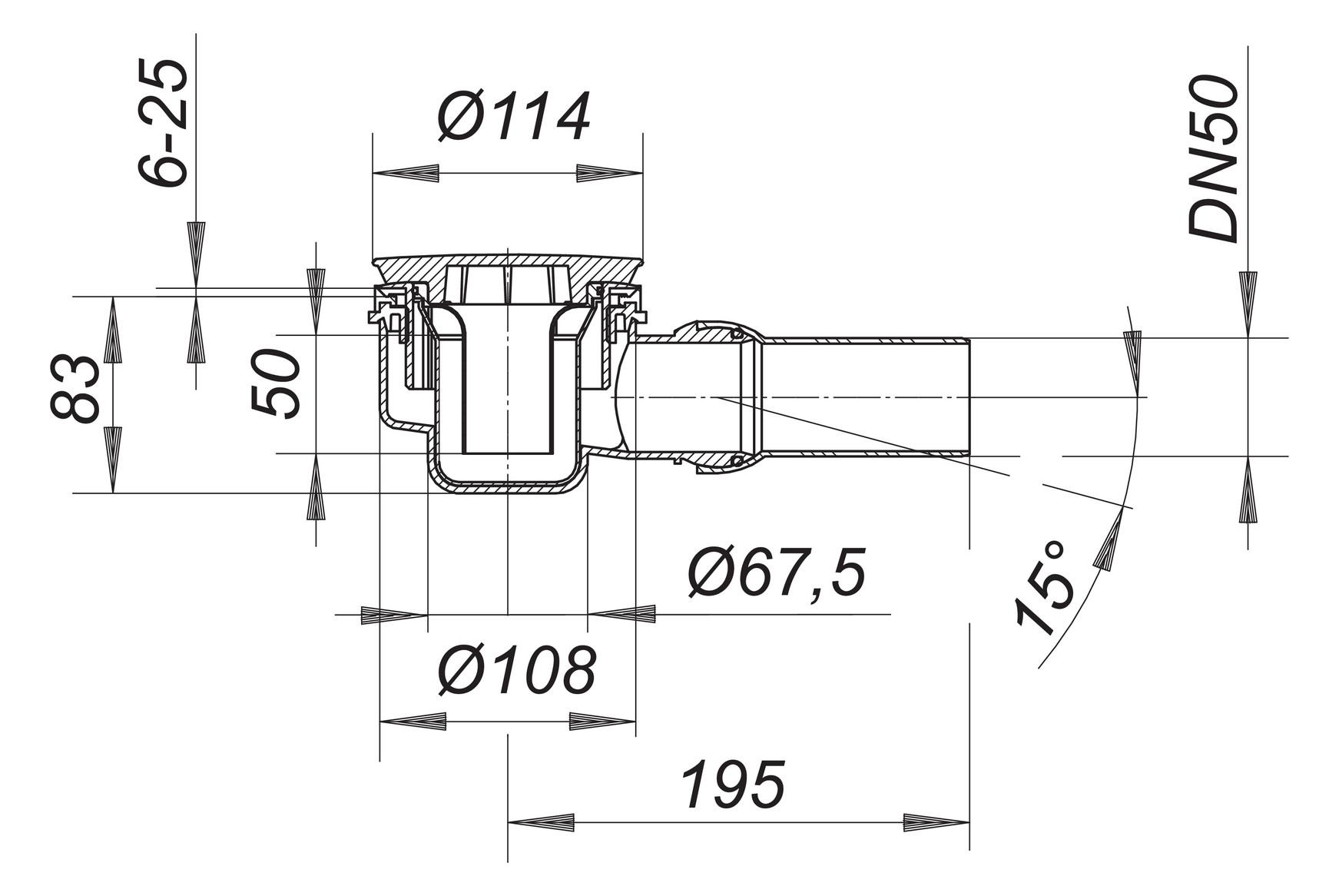 DALLMER Duschwannenablauf ORIO DN 50, Abdeckhaube aus Edelstahl 160119 - Bild 2