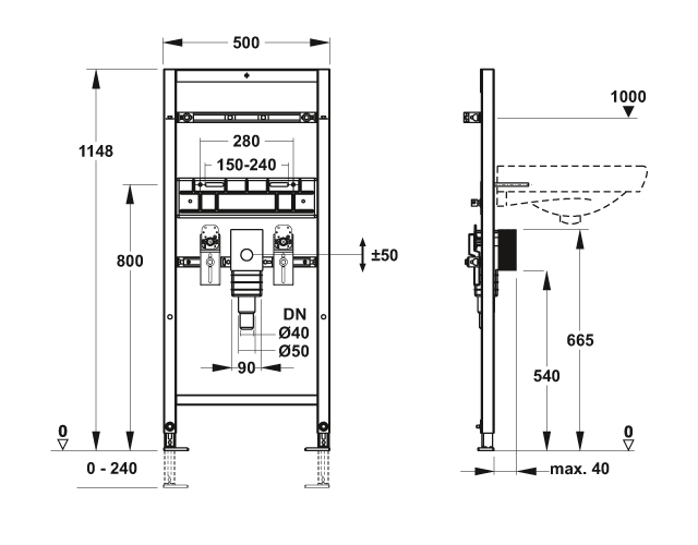MEPA nextVIT Waschtischelement BF Bauhöhe 120 cm, barrierefrei, für Waschtisch-/Wandbatterie 524002 - Bild 2