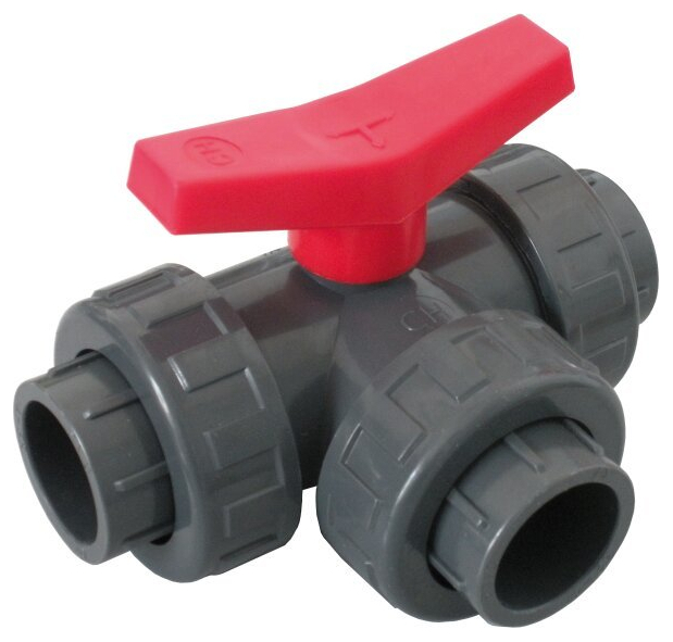 Cillit PVC-3-Wege-Kugelhahn 63mm für Schwimmbad mit Klebemuffen
