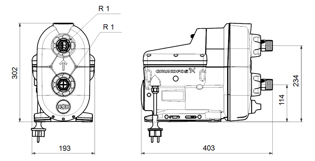 GRUNDFOS Hauswasserwerk SCALA2 3-45, 200-240V, 50Hz, Schukostecker 1,5m Kabel - Bild 2