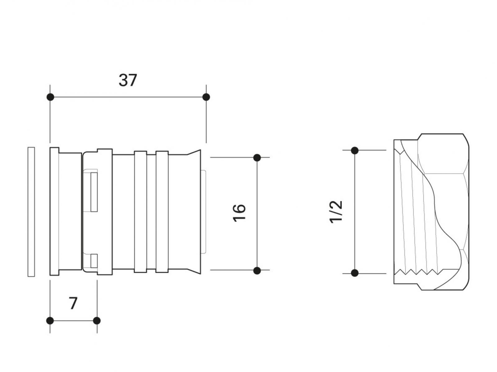 Übergang Alpex F50 Profi 16mm x 1/2 IG flachdichtend'' ALPU1615F - Bild 2