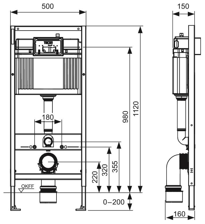 TECEbase Spülkasten Bauhöhe 1120mm mit Drückerplatte weiß und Befestigungssatz 9400400 - Bild 5