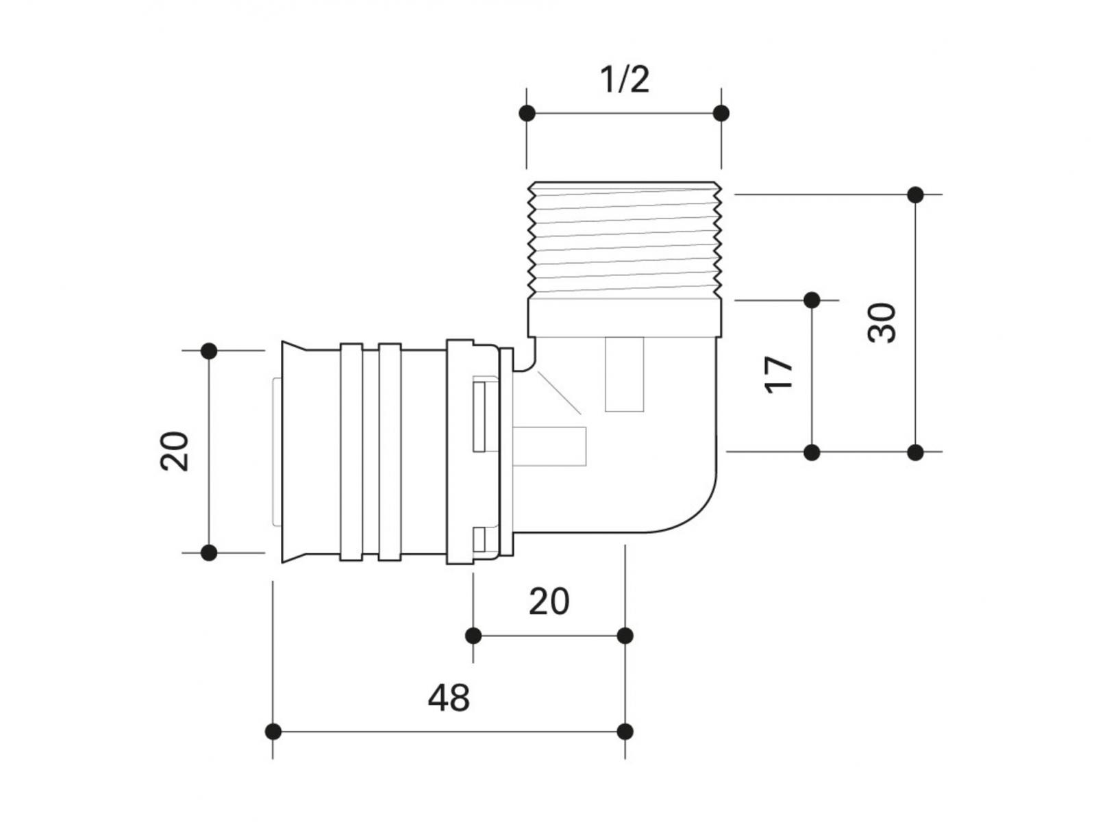 Übergangswinkel Alpex F50 Profi 20mm x 3/4 AG'' ALPUW2020A - Bild 2