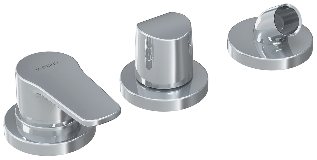 VIGOUR Dreiloch-Badebatterie derby V3 für Überlaufbefüllung ohne Handbrause verchromt