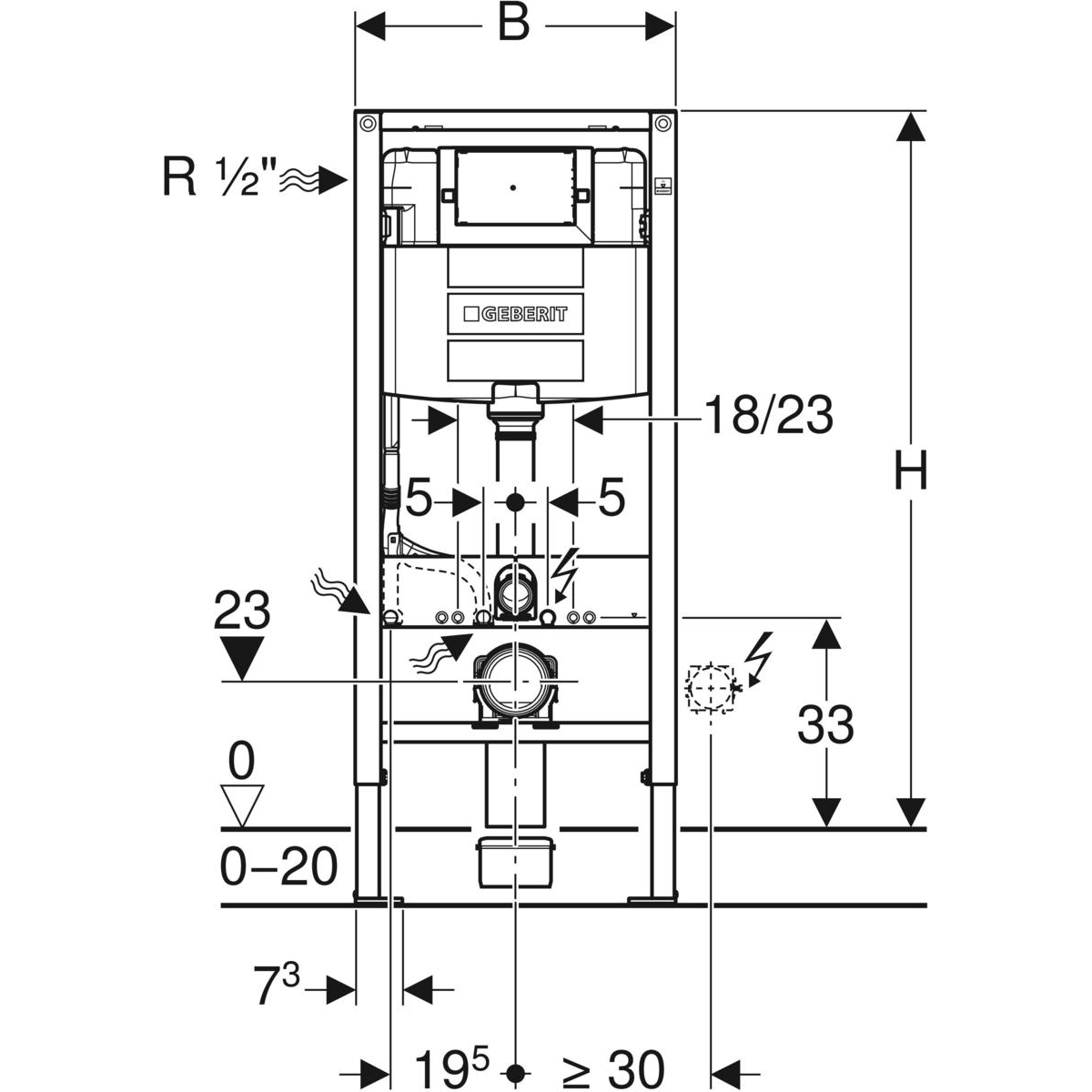 Geberit Duofix Element für Wand-WC 112cm mit Omega UP-Spülkasten 111.060.00.1 - Bild 2