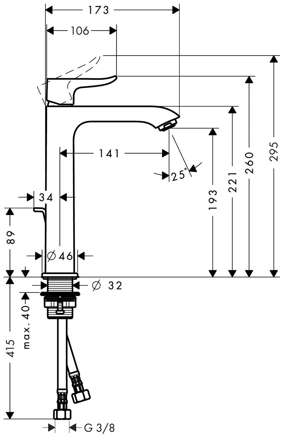 Hansgrohe Metris 200 Waschtischmischer Highriser chrom 31183000 - Bild 2