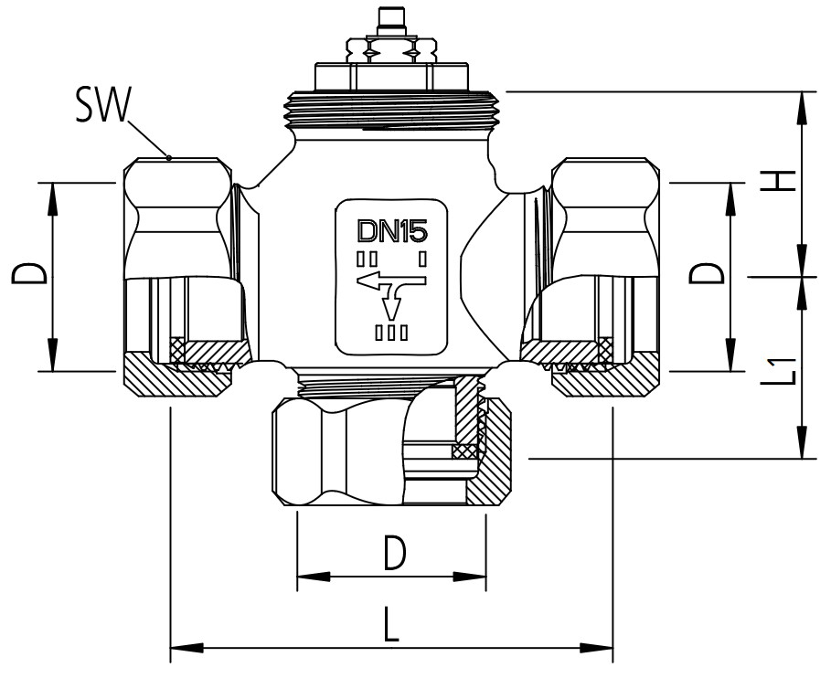 Heimeier Dreiwege-Mischventil DN 20 für Heizungs- und Kühlanlagen 4170-03.000 - Bild 2