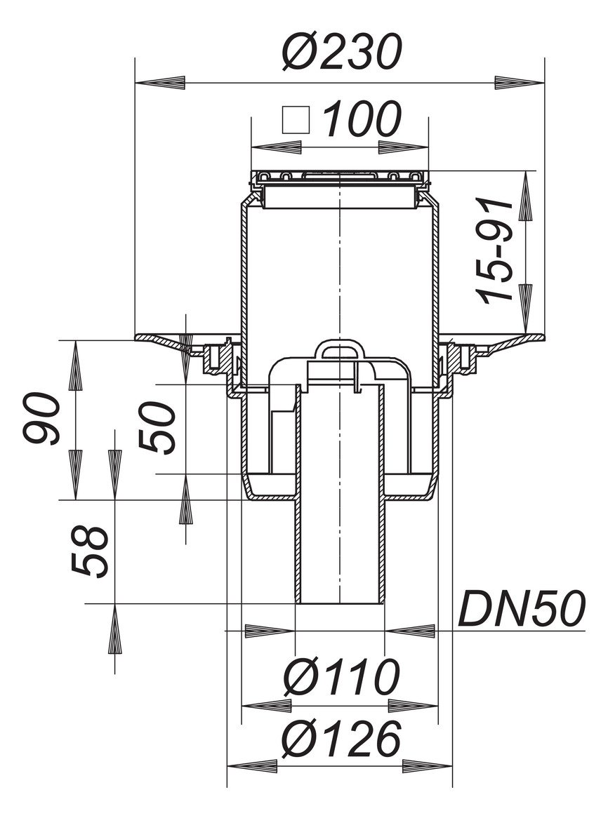 DALLMER Bodenablauf 40 SE DN 50 Edelstahl-Rost 100x100 mm 405050 - Bild 2