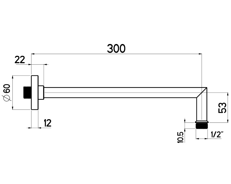 Nikles Style Brausearm 300 mm verchromt