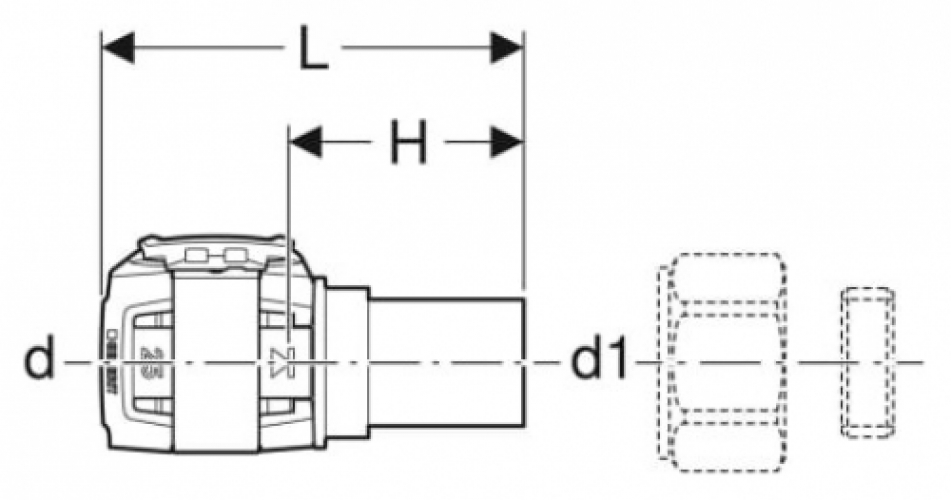 Geberit FlowFit Übergang auf Kupferrohr-Klemmringverschraubung 20x15mm SiBr/Cu 620.721.00.1 - Bild 2