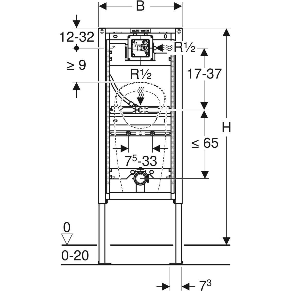 Geberit Duofix Element für Urinal, 112-130 cm, universell, für Sprühkopf 111.676.00.1 - Bild 2