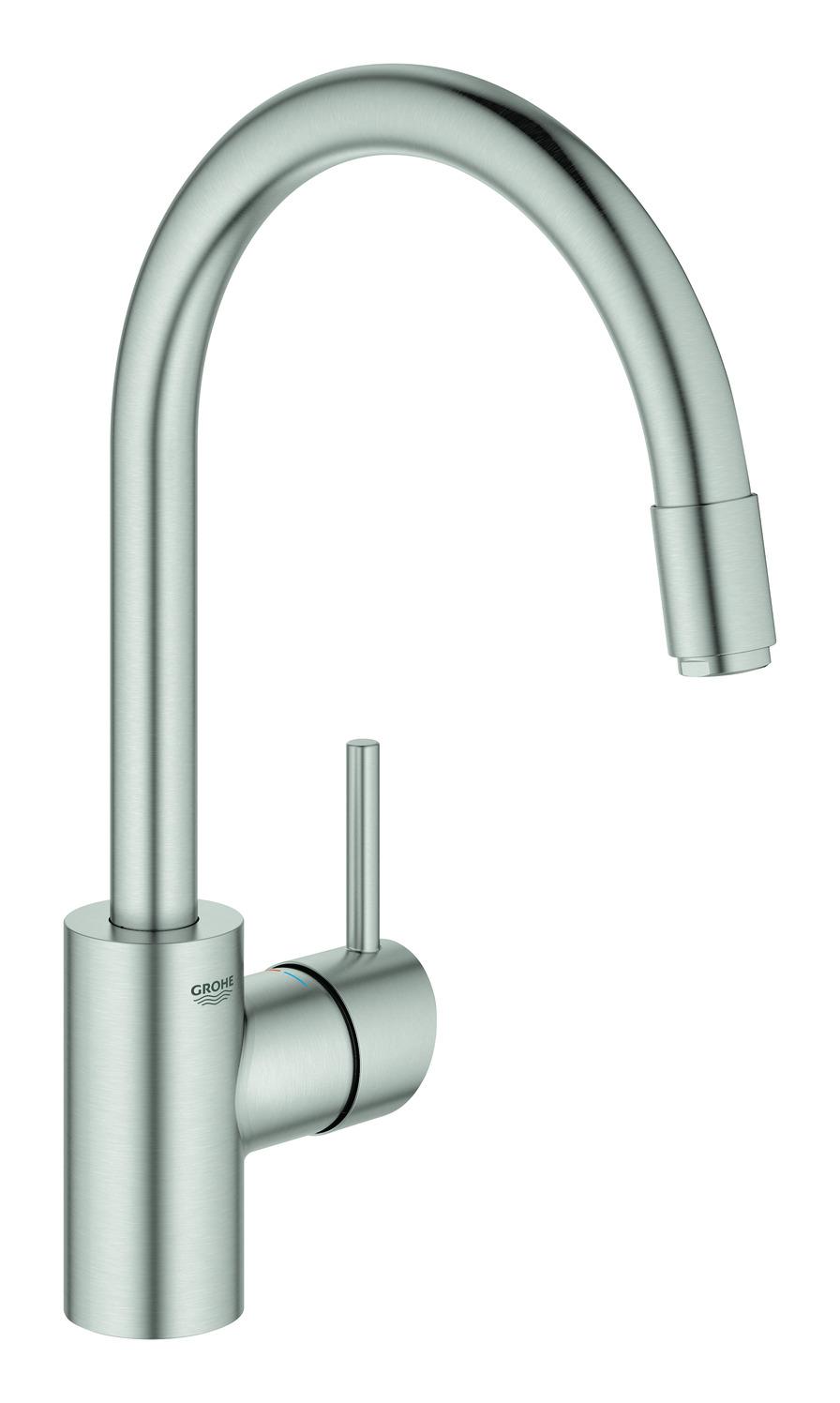 Grohe Spültischbatterie Concetto hoher Auslauf ausziehbarer L-Brause Zero supersteel 32663DC3 - Bild 1