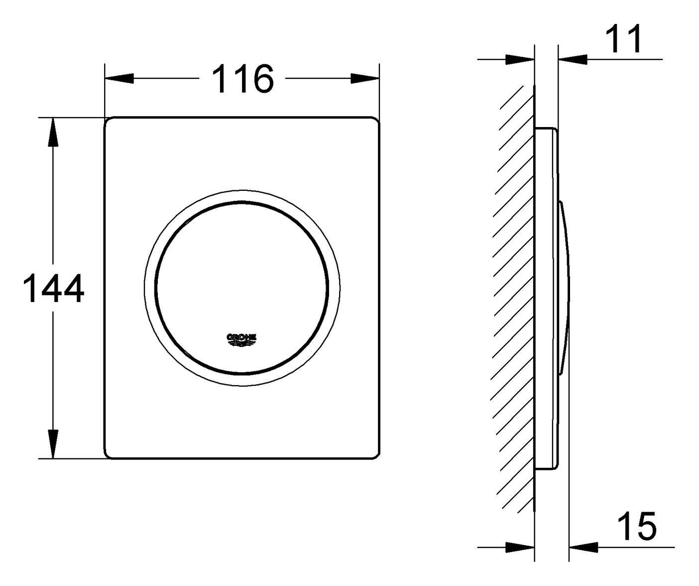 Grohe Nova Cosmopolitan Betätigungsplatte verchromt 38804000, für Rapido U oder Rapido UMB - Bild 2