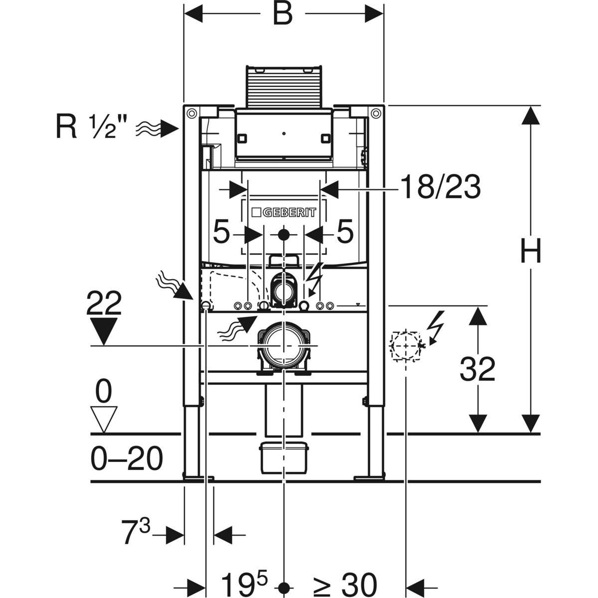 Geberit Duofix Spülkasten Omega 82 cm Betätigung von vorne oder oben 111.003.00.1 - Bild 3