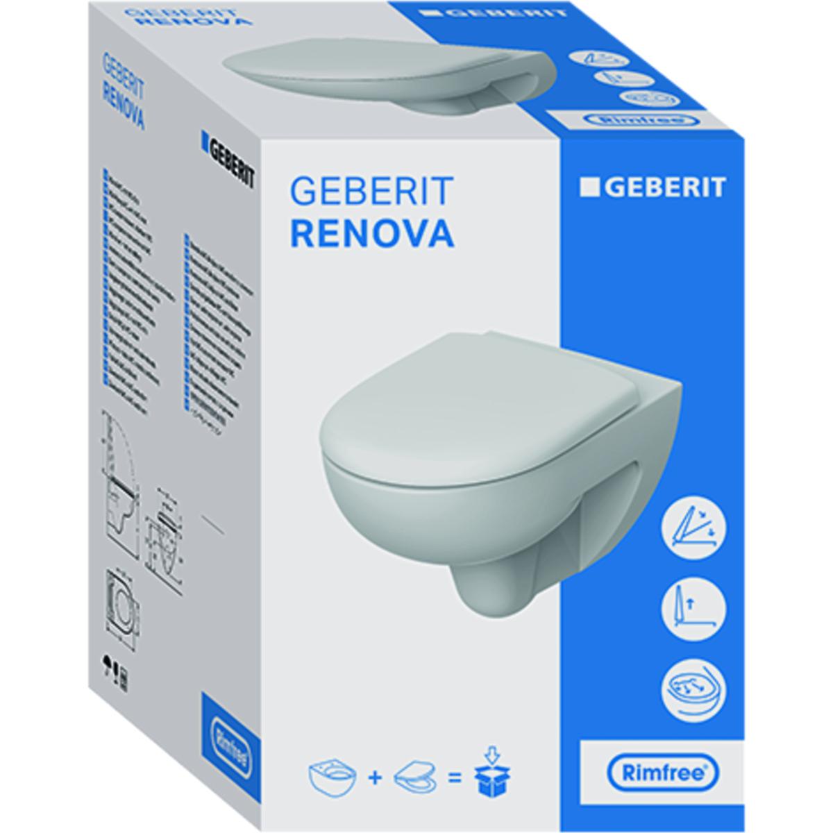 Geberit Renova Set Wand-WC mit WC-Sitz, Rimfree Tiefspüler, weiß 500.801.00.1 - Bild 2