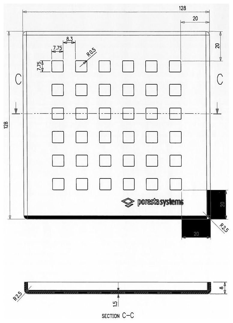 Poresta® Rostrahmen quadratisch 8mm inkl. Edelstahlrost für BF KMK 18.300.321