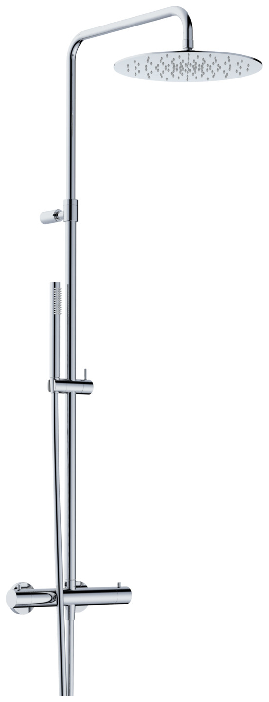 VIGOUR Duschsystem V4 Thermostat Kopfbrause 310mm rund Stabhandbrause und Schlauch verchromt