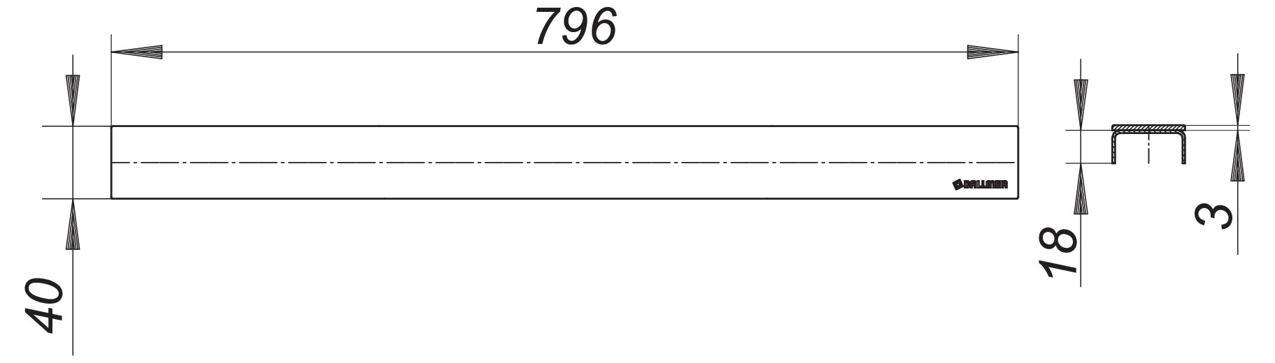 Dallmer Abdeckung CeraLine Design matt 800 mm aus Edelstahl 520647 - Bild 2