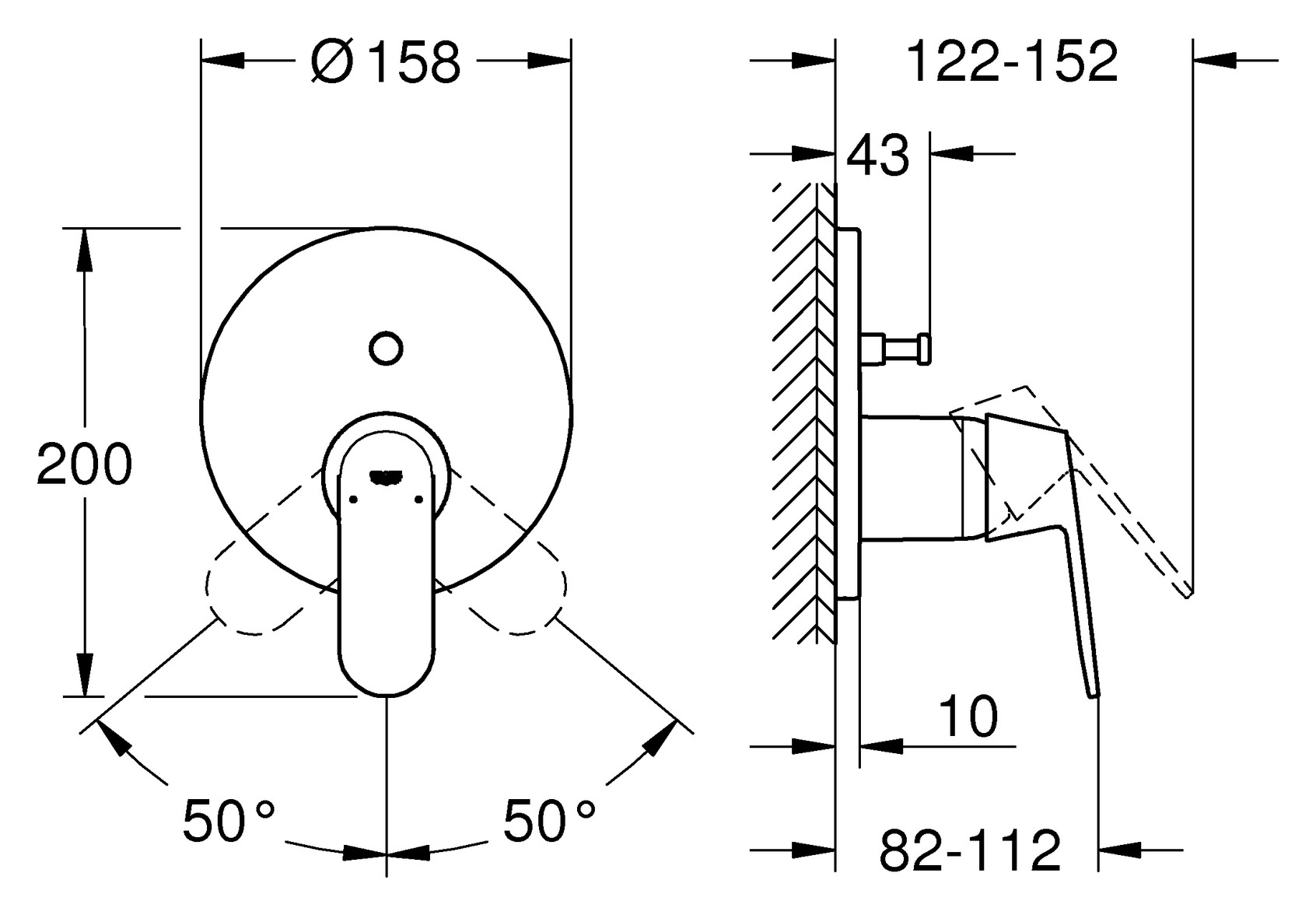 GROHE Wannenbatterie Eurosmart Cosmopolitan Fertigmontageset chrom 24045000, für Rapido SmartBox - Bild 3