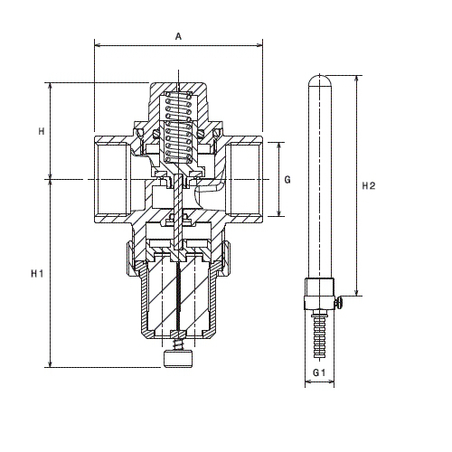 Thermische Ablaufsicherung 3/4'' IG mit Tauchhülse 1/2'' 95°C 1,3 Meter - Bild 2