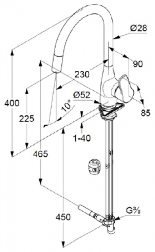 VIGOUR Einhand-ND-Spültischbatterie derby mit herausziehbarem U-Auslauf schwenkbar chrom  - Bild 3