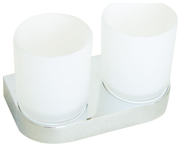 VIGOUR Doppelglashalter derby V3 mit Glas verchromt