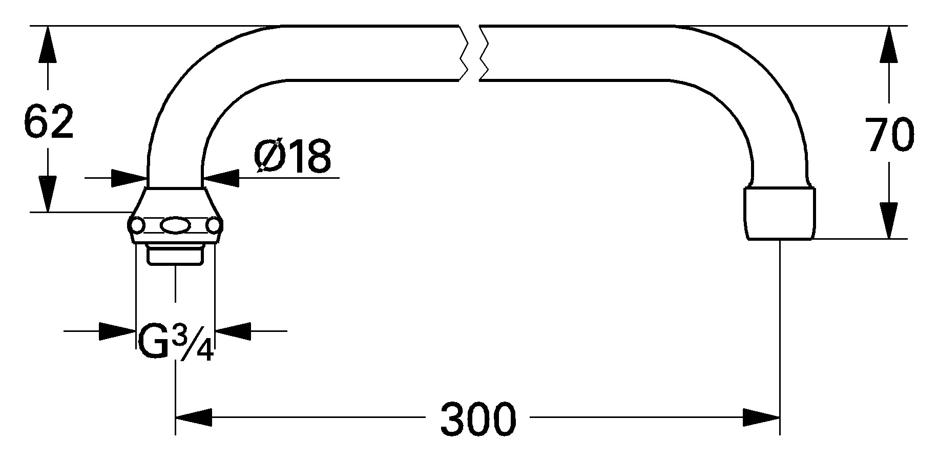 GROHE U-Auslauf Atlanta Ausladung 300mm DN15 chrom 13034000 - Bild 3