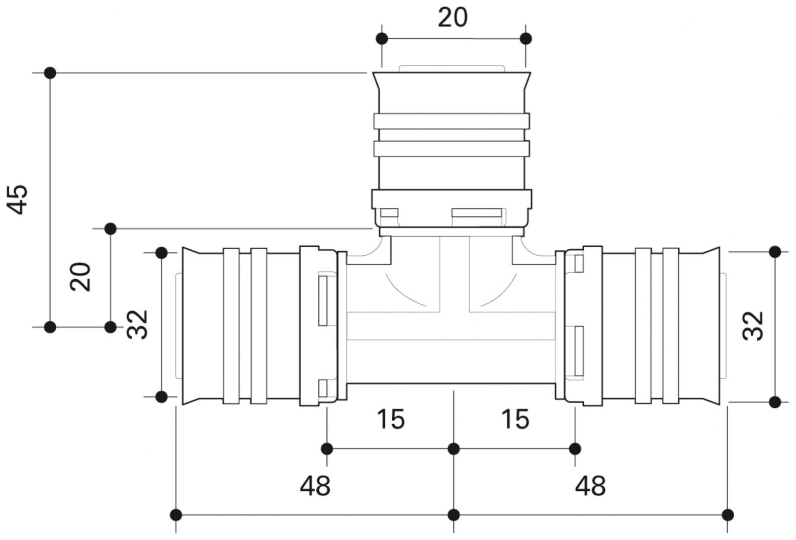 CONEL Connect MV2 T-Stück 32x20x32 mm CCMVT322032N - Bild 2