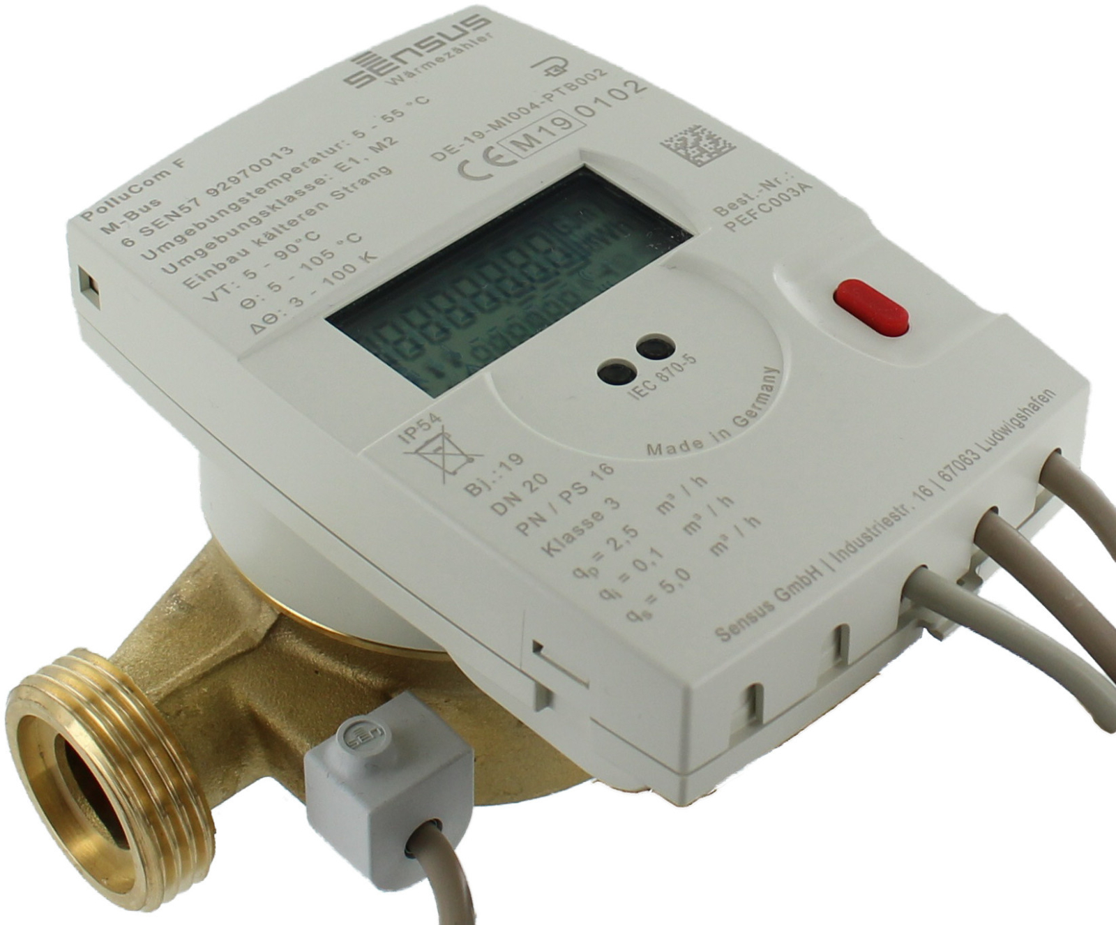 Sensus Wärmezähler PolluCom F Qp 2,5 m3/h M-Bus AG 3/4'' BL=110mm 45/5,2 (Eichjahr 2026)