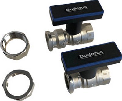 Logafix V2 Pumpenkugelhahn-Set 11/4'' PN 10 Messing vernickelt 7738342223 - Bild 1