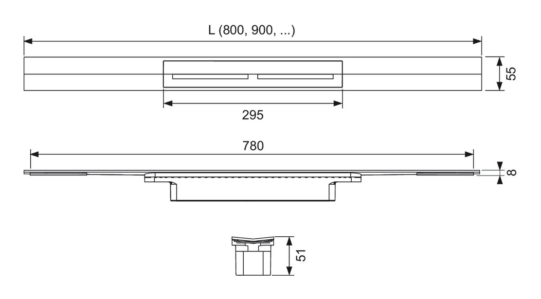 TECEdrainprofile Duschprofil 1200 mm aus Edelstahl Oberfläche gebürstet 671200 - Bild 3