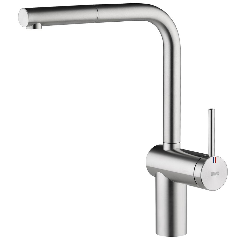 KWC LIVELLO Spültischbatterie mit ausziehbarem Auslauf, Edelstahl 10.231.103.700FL - Bild 1