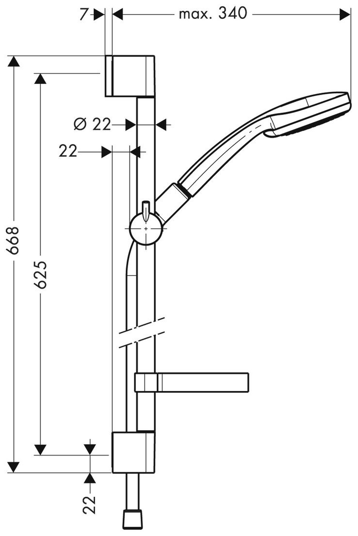 Hansgrohe Brausenset Croma 100 Vario/Unica'C 650mm chrom 9,4 l/min m.Cassetta 27776000 - Bild 3