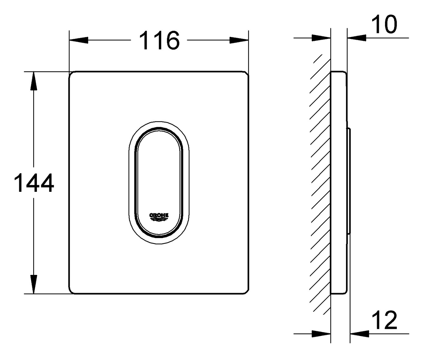 GROHE Arena Cosmopolitan Betätigungsplatte verchromt 38857000, für Rapido U oder Rapido UMB - Bild 3